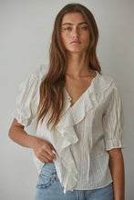 Load image into Gallery viewer, Woven Cotton V-Neck Short Sleeve Top
