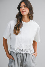 Load image into Gallery viewer, Short Sleeve Top With Lace Trim Hem
