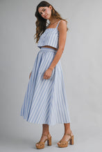 Load image into Gallery viewer, Striped Sleeveless Crop Top And Midi Skirt Set
