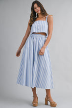 Load image into Gallery viewer, Striped Sleeveless Crop Top And Midi Skirt Set

