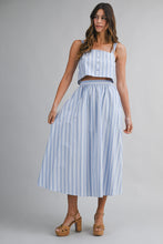 Load image into Gallery viewer, Striped Sleeveless Crop Top And Midi Skirt Set
