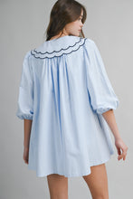 Load image into Gallery viewer, Striped Scalloped Collar Button Down Mini Dress
