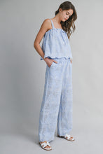 Load image into Gallery viewer, Striped Eyelet Adjustable Strap Top And Pants Set
