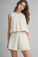 Load image into Gallery viewer, Sleeveless Pleated Crop Top And Shorts Set
