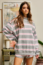 Load image into Gallery viewer, Stripe Mock Neck Oversized Sweatshirt
