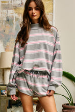 Load image into Gallery viewer, Stripe Drawstring Shorts Grey/Pink
