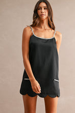 Load image into Gallery viewer, Rhinestone Trim Satin Mini Dress
