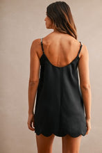 Load image into Gallery viewer, Rhinestone Trim Satin Mini Dress
