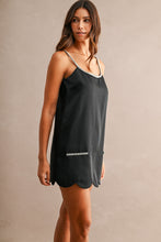 Load image into Gallery viewer, Rhinestone Trim Satin Mini Dress
