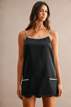 Load image into Gallery viewer, Rhinestone Trim Satin Mini Dress

