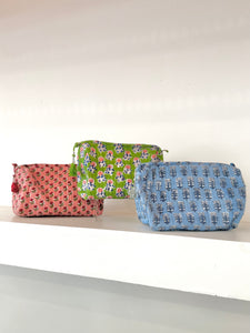 Quilted Block Print Makeup Bag