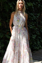 Load image into Gallery viewer, Tropical Floral Print Belted Maxi Halter Dress
