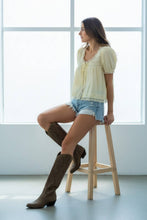 Load image into Gallery viewer, Romantic Lace Trim Cropped Cotton Blouse
