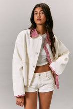 Load image into Gallery viewer, Ivory Jacket with Red Gingham Detail
