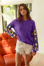 Load image into Gallery viewer, Crochet Detail Mardi Gras Sweater
