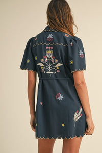 Embroidered Shirt Dress