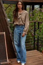 Load image into Gallery viewer, Woven Cotton Gingham Ruffled Blouse
