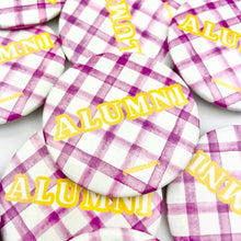 Load image into Gallery viewer, Alumni Gingham - Purple and Yellow - Game Day Button
