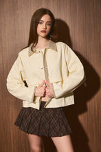 Load image into Gallery viewer, Gingham Contrast Trim Collared Shacket Jacket
