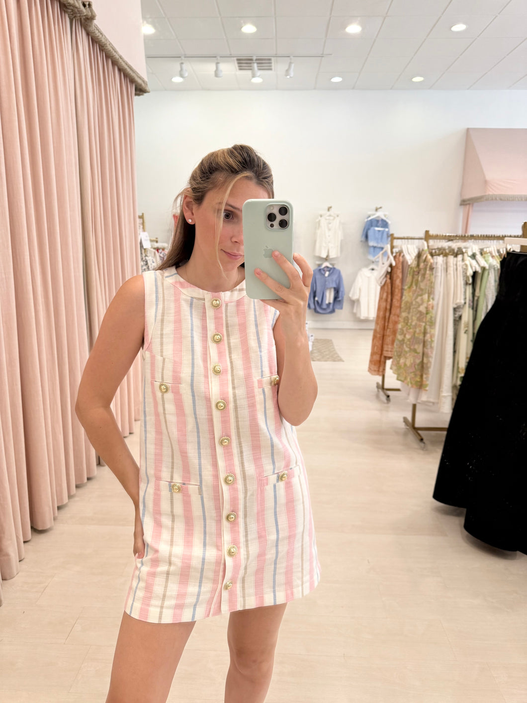 Striped Gold Button Mini