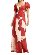 Load image into Gallery viewer, Red Flower Tie Back Maxi Dress

