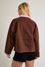 Load image into Gallery viewer, Gingham Contrast Trim Collared Shacket Jacket
