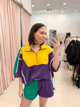 Load image into Gallery viewer, Pearl Mardi Gras Colorblock Elastic Waist Short
