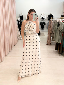 Polka Dot Flower Maxi Dress