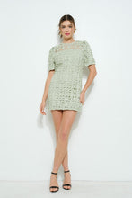 Load image into Gallery viewer, Puff Sleeve Crochet Lace Mini Dress
