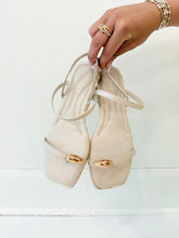 Load image into Gallery viewer, Ivory Wrap Sandal with Gold Hardware
