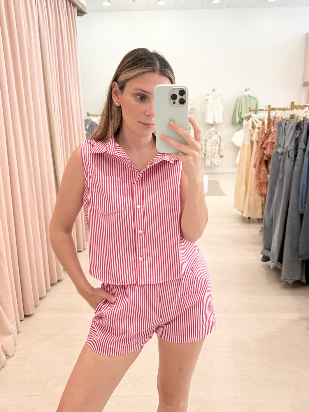 Red Stripe Carter Top