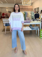 Load image into Gallery viewer, Mardi Gras Floral Patchwork Sweatshirt
