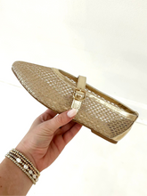 Load image into Gallery viewer, Gold Mesh Mary Jane Flat
