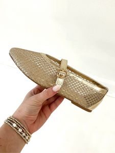 Gold Mesh Mary Jane Flat