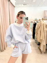 Load image into Gallery viewer, Blue &amp; White Mini Striped Mockneck Short Set
