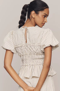 Azra Puff-Sleeve Peplum Top