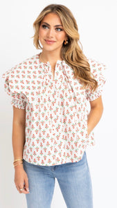 Poppy Floral Collar Top