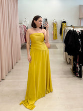 Load image into Gallery viewer, Yellow Strapless Gown with Side Detail
