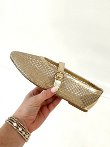 Gold Mesh Mary Jane Flat