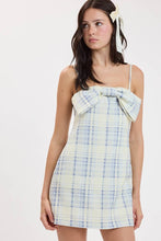Load image into Gallery viewer, Blue Plaid Checker Bow Mini Dress
