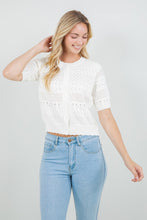 Load image into Gallery viewer, Pointelle Short Sleeve Cardigan
