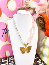 Load image into Gallery viewer, Blush Butterfly Charm Statement Necklace
