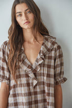 Load image into Gallery viewer, Plaid Ruffle V-Neck Blouse
