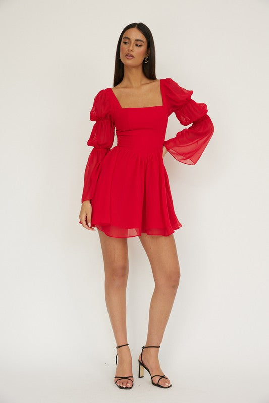 Chiffon Sleeve Mini Dress