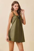 Load image into Gallery viewer, A Line Floral Detail Mini Dress
