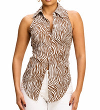 Load image into Gallery viewer, Tiger Print Collared Top
