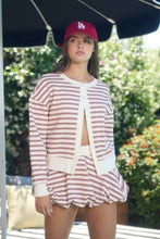 Load image into Gallery viewer, Purple &amp; Gold  Striped Bubble Mini Skirt
