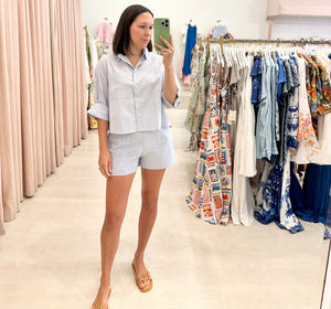 Blue & White Striped Shorts