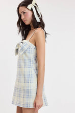 Load image into Gallery viewer, Blue Plaid Checker Bow Mini Dress
