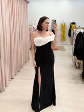 Load image into Gallery viewer, Black and White Strapless Gown
